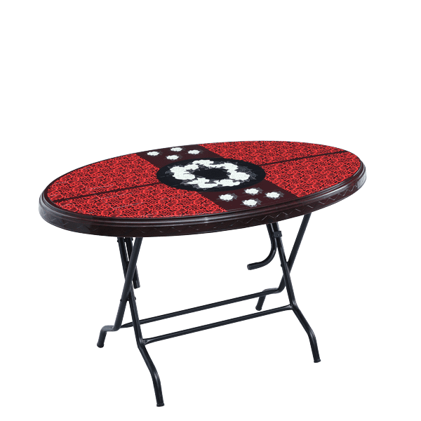 Dining Table 4 Seat Oval S/L Print Fog - Rose Wood